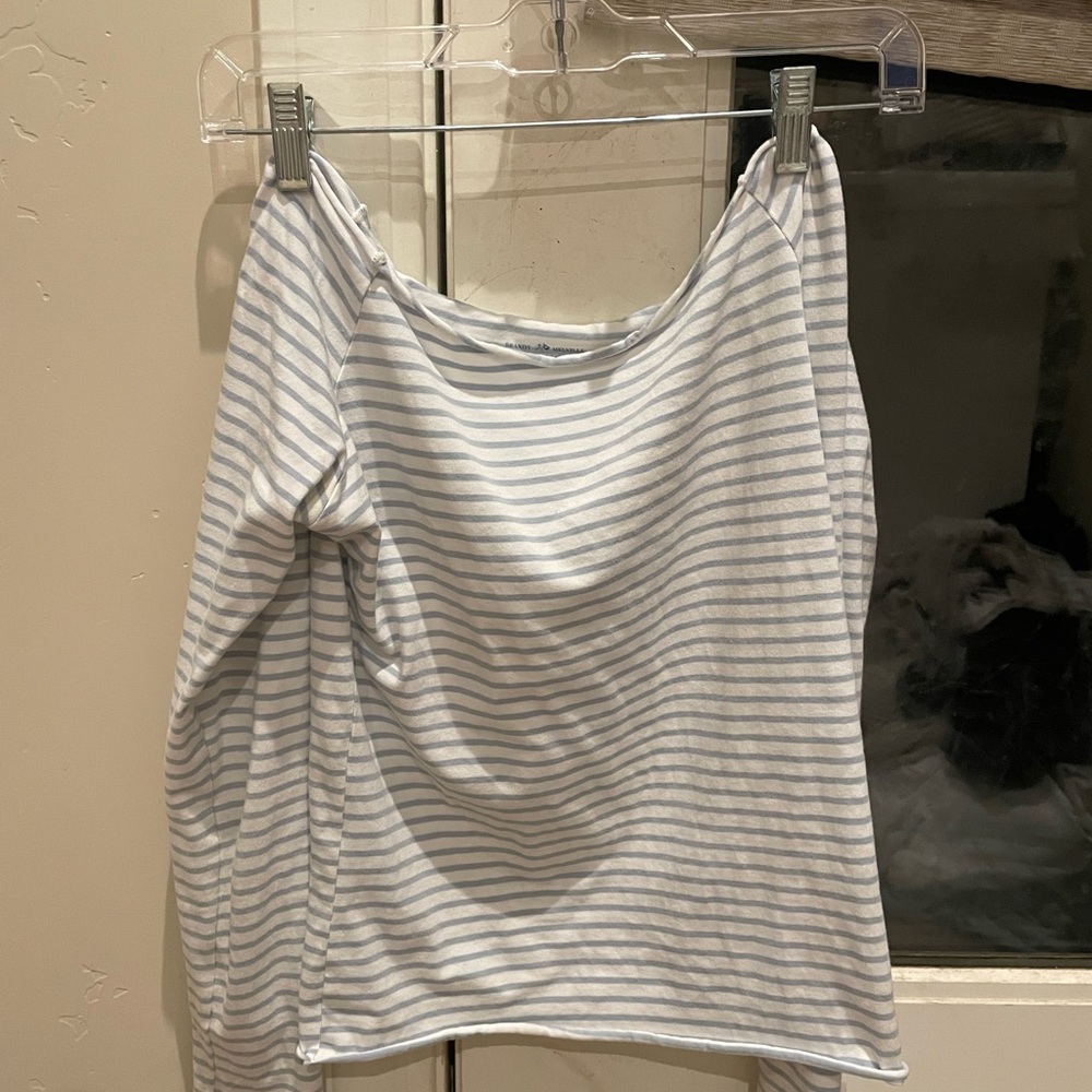 brandy blue and white striped off the shoulder long sleeve